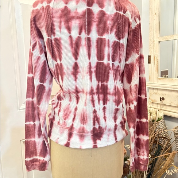Anthropologie Pilcro Angie Wine Cowl Neck Waffle Knit Thermal Tie Dye Pullover S - Picture 5 of 9